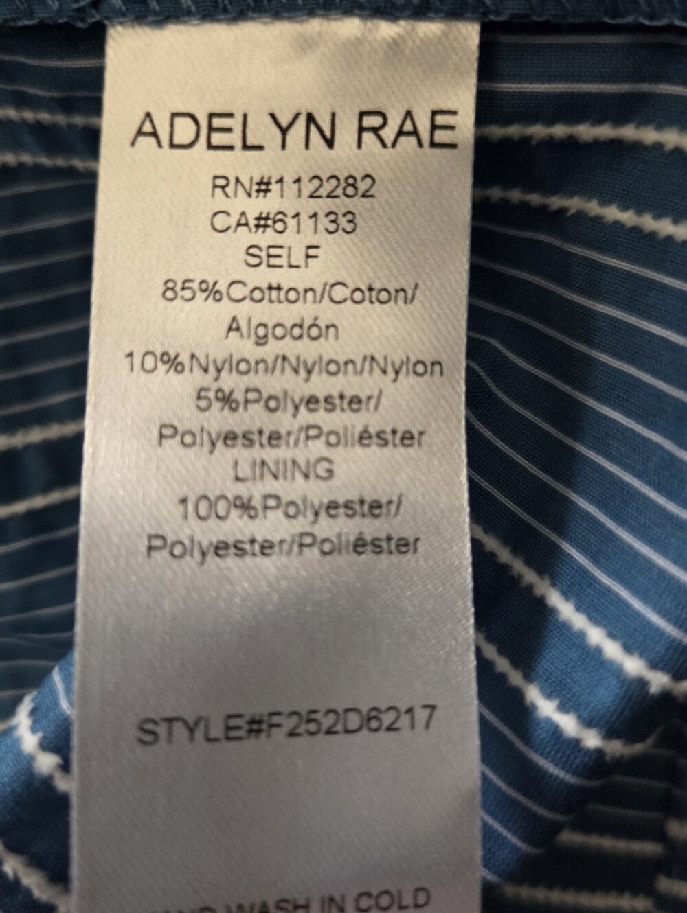 NWT - Adelyn Rae Shannon Blue Striped Flutter Sleeve Tie Back Midi Dress -Size M - Picture 6 of 14